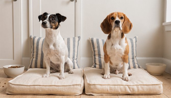 Jack Russell Terrier and Beagle shown side by side for a trainability comparison.